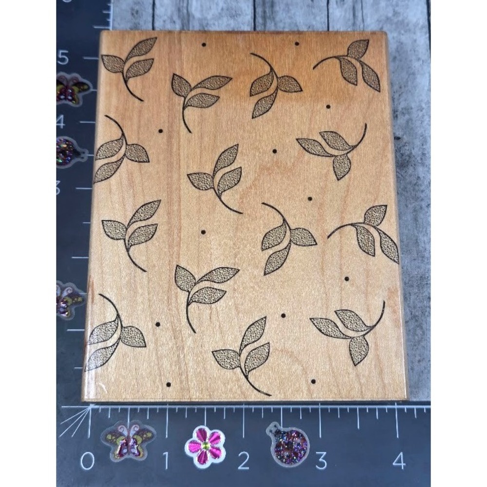 Hero Arts Floating Leaf Background S1821 2000 Rubber Stamp Wood #F29